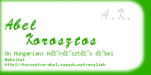 abel korosztos business card